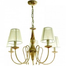 Φωτιστικό Κρεμαστό 5xE14 Μεταλλικό σε Μπεζ Πατίνα Υφασμάτινα Καπέλα 5308-5